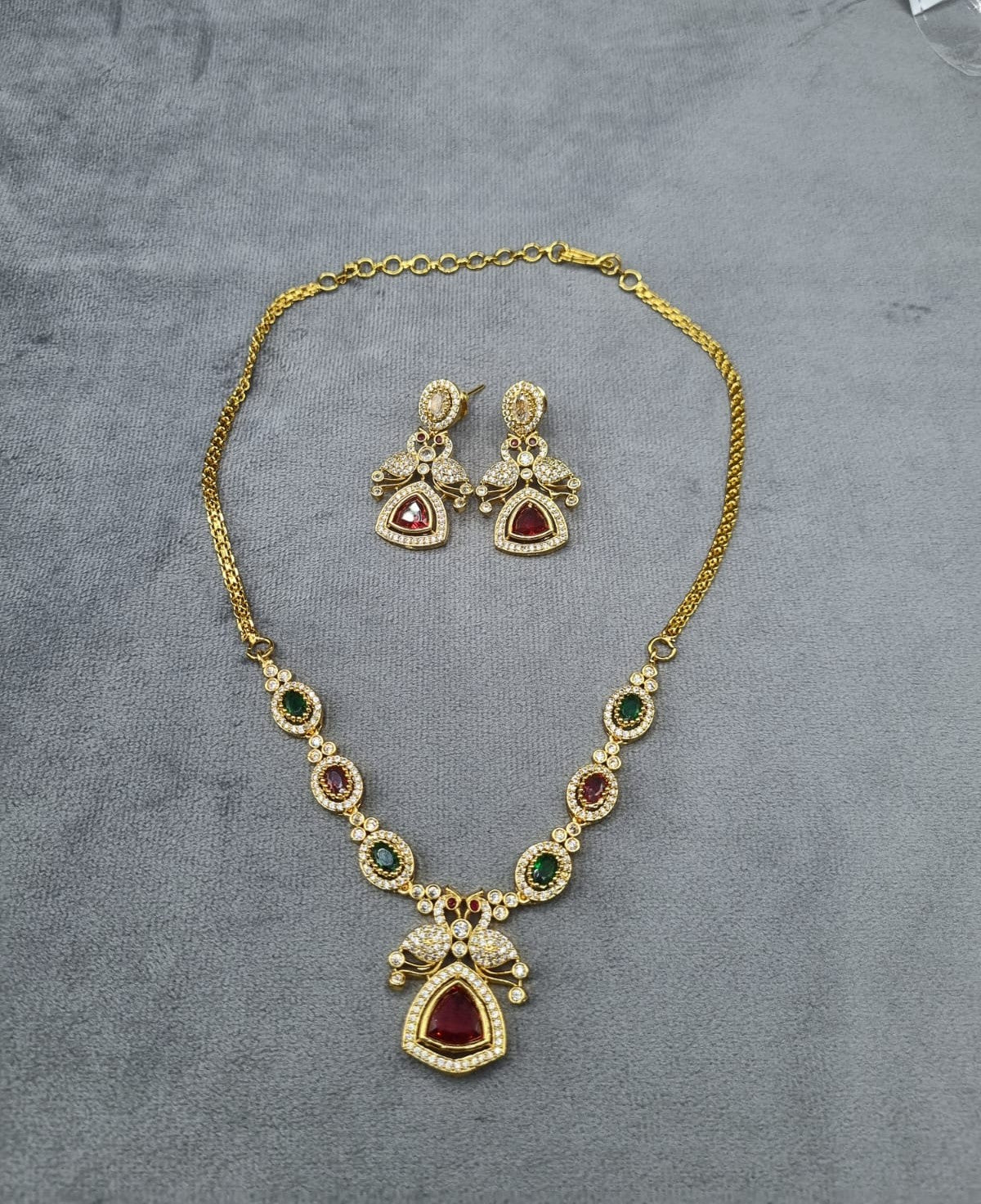 Gold-Tone Multi-Color AD Jewelry Set